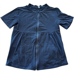 Black Short Sleeve Zip-Up Jacket S